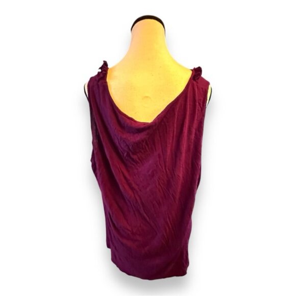Women’s XXL Old Navy Wine Ruffle Bust Sleeveless Top 16 18 2XL - Picture 4 of 9
